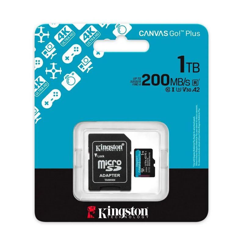 MEMORIA MICRO SD 1TB KINGSTON CANVAS GO PLUS 4K A2 U3 V30 200 MB