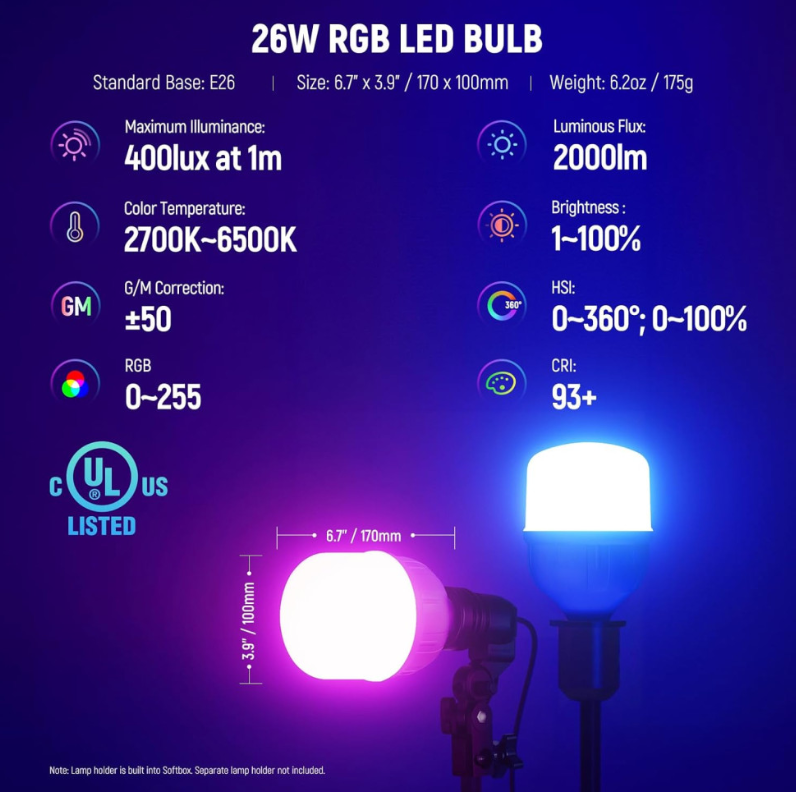 KIT DE ILUMINACION CONTINUA NEEWER NK800 RGB - SOFTBOX BLUETOOTH TRIPODE MALETA
