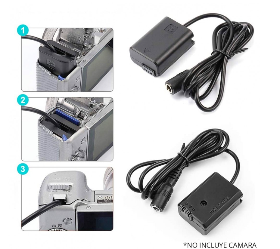 NP-FW50 Adaptador de Corriente Para Sony ZV-E10, A7 II, A6400 - Batería Dummy