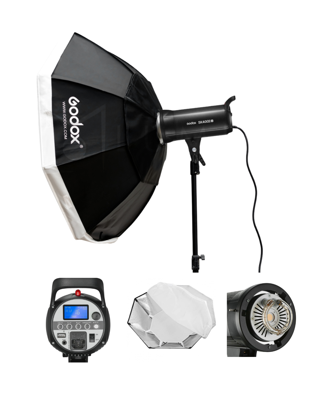 Kit: Godox SK400II-V con Octabox de 95CM y Tripode