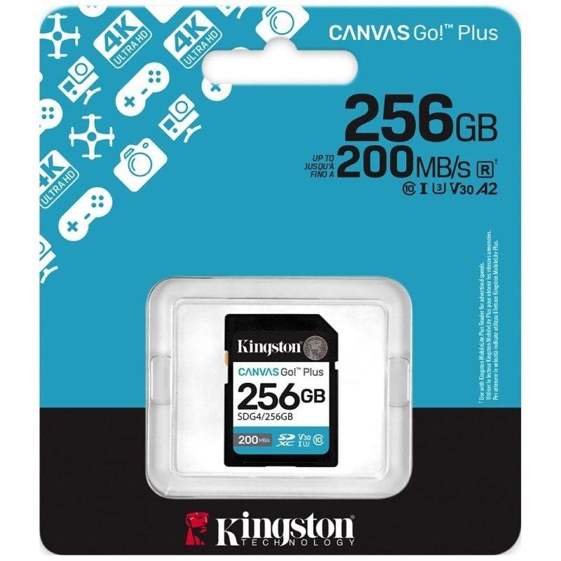 MEMORIA SD 256 GB KINGSTON CANVAS GO PLUS 4K A2 U3 V30 200 MB